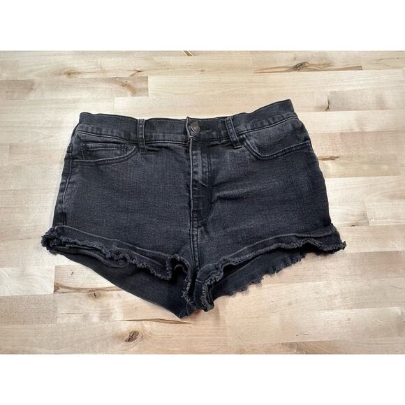 Abercrombie And Fitch Cut Off Black Distressed Shorty Shorts Size 27/4 - Picture 1 of 7